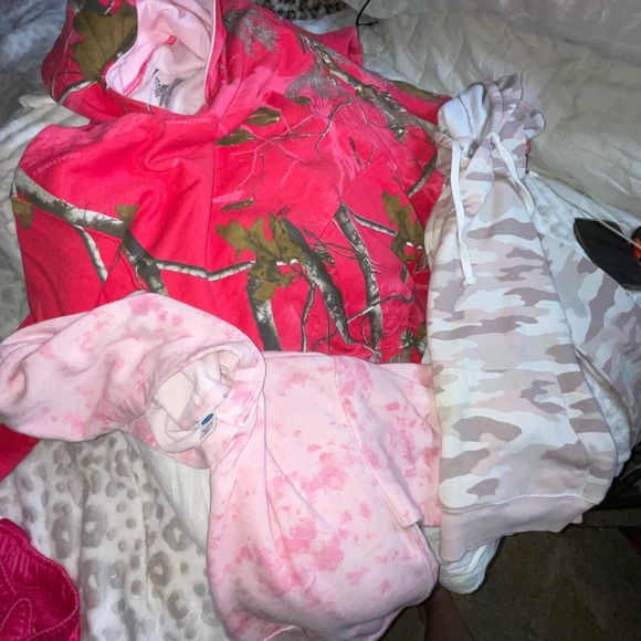 3pc HOODIE bundle *REAL TREE HOT PINK *old navy Pink tie-dye *SO blush camo XS S - Picture 4 of 14